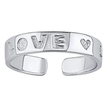 Prsten Otevřený stříbrný prsten na nohu Aisha s nápisem Love PRM11520R