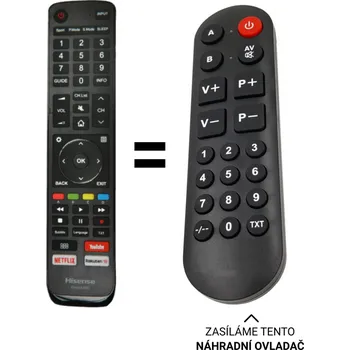 Dálkový ovladač Hisense EN3AA39H náhradní dálkový ovladač pro seniory