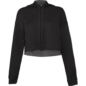Dámská mikina Bella+Canvas Dámská zkrácená mikina s kapucí Fleece Velikost: XL, Barva: černý melír