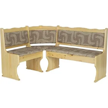 Zahradní lavice Drewmax Čalouněná rohová lavice NR111, 150x86x110, borovice (Potah: T23, Barva dřeva: Přírodní (lakovaná))