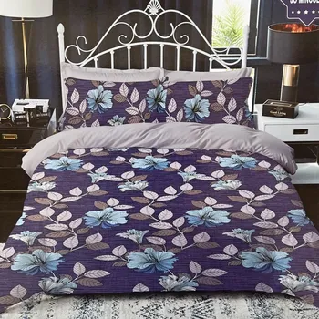 Povlečení Numberoplus Francouzské flanelové povlečení oboustranné - Bílomodré květiny