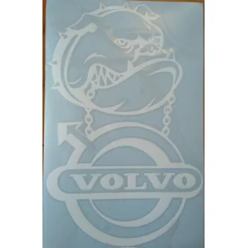Samolepicí dekorace na vozidlo Sada 2 ks řezaných samolepek na zrcátka pro VOLVO, motiv Buldog, bílá barva