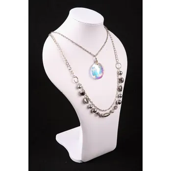 Šperkovnice Stojánek, stojan, dekolt na šperky výška 39,5cm bílá kůže (A091W)