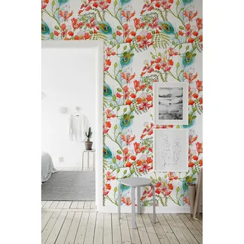 Tapeta Coloray Fototapeta Páví peří v květech Samolepící Fototapeta Vliesová 250 x 250 cm coloraydecor-f-as-146382171