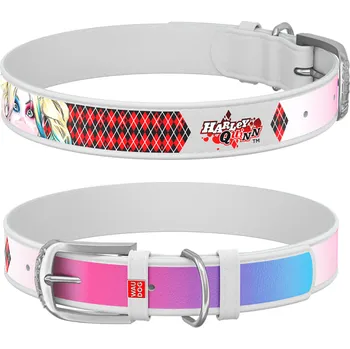 Obojek pro psa WAUDOG obojek kožený DC Harley Quinn bílý (20-28cm/1,2cm)