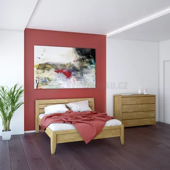Postel Dřevěná postel NICOLAS 50 z bukového, jasanového nebo dubového masivu výrobce světspánku.cz. Dostupná ve všech rozměrech, včetně atypických. 200x140, olej Cherry, jádrový buk