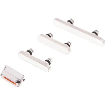 Náhradní kryt pro mobilní telefon Sada postranních tlačítek pro Apple iPhone 12 Pro / 12 Pro Max (Power + Volume + Mute) - stříbrná - kvalita A+