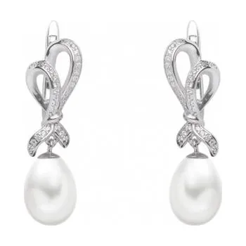 Náušnice Náušnice s pravou bílou perlou ve tvaru kapky GRP18217EW