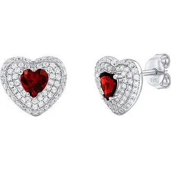 Náušnice Stříbrné náušnice srdce Susan s pravým granátem a Brilliance Zirconia - dámské i dětské MW11360EGA