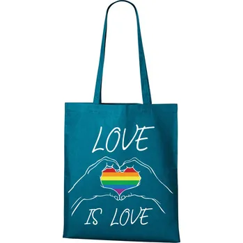 Plátěná taška Love is love, Barva Petrolejová, Velikost 40×45 cm, Canvas Nákupní taška 1106
