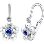 Náušničky pro děti ze stříbra se zirkonem v barvě tmavě modré