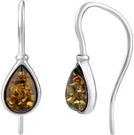 Stříbrné náušnice s pravým Jantarem ve tvaru slzy