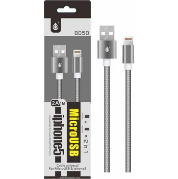 Náhradní díl pro mobilní telefon Datový a nabíjecí kabel PLUS 8050, MicroUSB + iPhone Lightning, metal