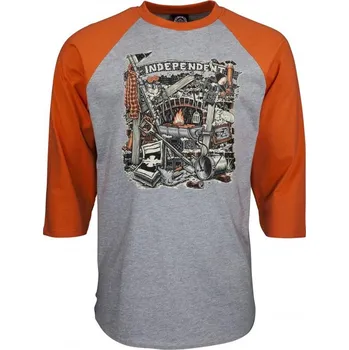 Pánské tričko INDEPENDENT Triko - Crust Baseball Top Rust/Dark Heather (RUST-DARK HEATHER)