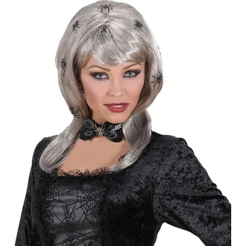 Karnevalová paruka WIDMANN Čarodějnická paruka s pavouky šedá