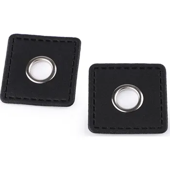 Průchodka s koženkovým čtverečkem k našití, průvlek 10 mm, barva 5 hnědočerná