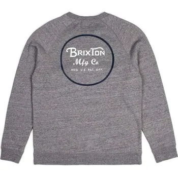 Pánská mikina BRIXTON mikina - Wheeler Heather Grey/Navy (HTGNV)