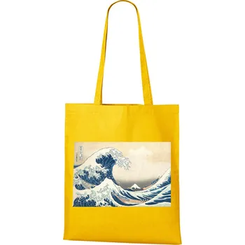 Plátěná taška Velká vlna u pobřeží Kanagawy, Barva Žlutá, Velikost 40×45 cm, Canvas Nákupní taška Bezvatriko.cz 1115 - 1x