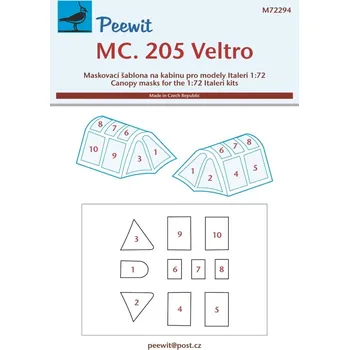 Plastikový model Peewit 1/72 Canopy mask MC.205 Veltro (ITAL)