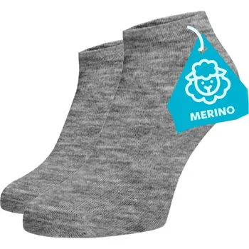 Pánské ponožky Kotníkové ponožky MERINO - světle šedé Světle šedá Vlna (Merino) 42-44
