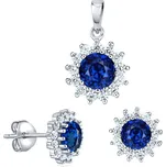 Stříbrný set šperků FLORESSA se syntetickým safírem