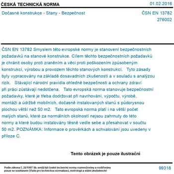 ČSN EN 13782 - Dočasné konstrukce - Stany - Bezpečnost - Tisk