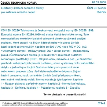 ČSN EN 50286 - Elektricky izolační ochranné obleky pro instalace nízkého napětí - Tisk