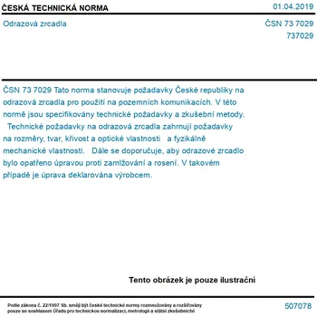 ČSN 73 7029 - Odrazová zrcadla - Tisk