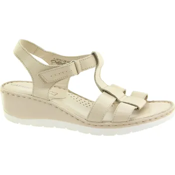 Dámské sandále CAPRICE Dámský kožený krémový sandál na klinu 9-28151-28-443-255 Velikost 42