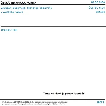 ČSN 63 1506 - Zkoušení pneumatik. Stanovení radiálního a axiálního házení - Tisk