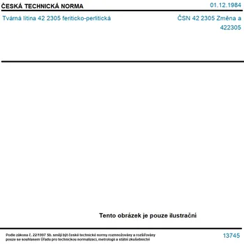 ČSN 42 2305 Změna a - Tvárná litina 42 2305 feriticko-perlitická - Tisk