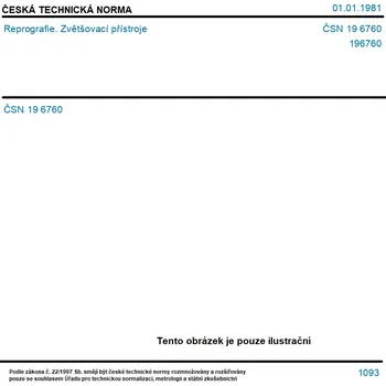 ČSN 19 6760 - Reprografie. Zvětšovací přístroje - Tisk