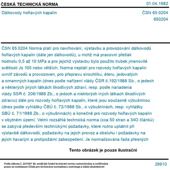 ČSN 65 0204 - Dálkovody hořlavých kapalin - Tisk