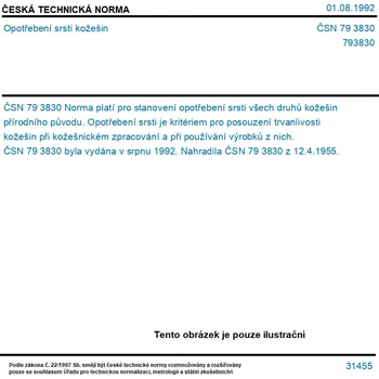 ČSN 79 3830 - Opotřebení srsti kožešin - Tisk