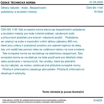 ČSN EN 1130 - Dětský nábytek - Koše - Bezpečnostní požadavky a zkušební metody - Tisk