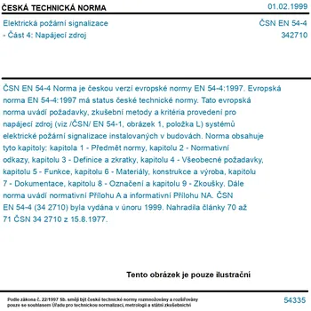 ČSN EN 54-4 - Elektrická požární signalizace - Část 4: Napájecí zdroj - Tisk