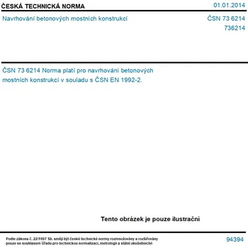 ČSN 73 6214 - Navrhování betonových mostních konstrukcí - Tisk