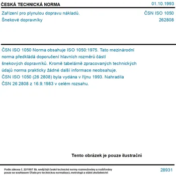 ČSN ISO 1050 - Zařízení pro plynulou dopravu nákladů. Šnekové dopravníky - Tisk
