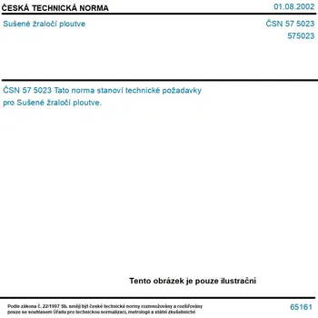 ČSN 57 5023 - Sušené žraločí ploutve - Tisk