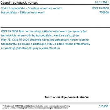 ČSN 75 0000 - Vodní hospodářství - Soustava norem ve vodním hospodářství - Základní ustanovení - Tisk