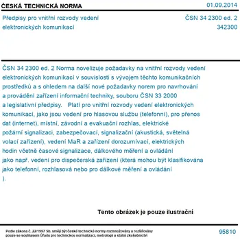 ČSN 34 2300 ed. 2 - Předpisy pro vnitřní rozvody vedení elektronických komunikací - Tisk