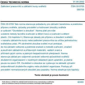 ČSN 05 0705 - Zaškolení pracovníků a základní kurzy svářečů - Tisk