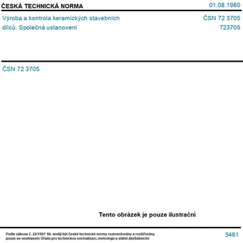 ČSN 72 3705 - Výroba a kontrola keramických stavebních dílců. Společná ustanovení - Tisk