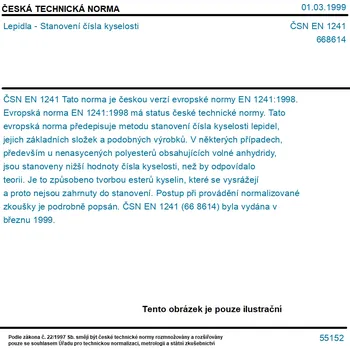 ČSN EN 1241 - Lepidla - Stanovení čísla kyselosti - Tisk