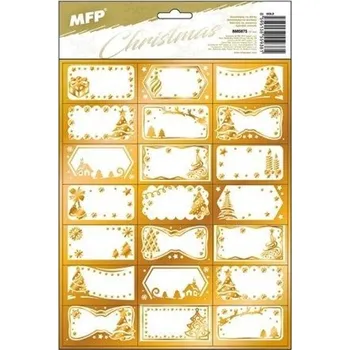 Vánoční dekorace MFP Samolepky na dárky vánoční zlaté 21 ks