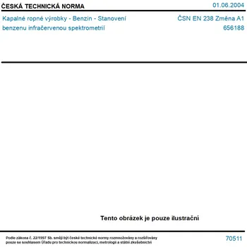 ČSN EN 238 Změna A1 - Kapalné ropné výrobky - Benzin - Stanovení benzenu infračervenou spektrometrií - Tisk