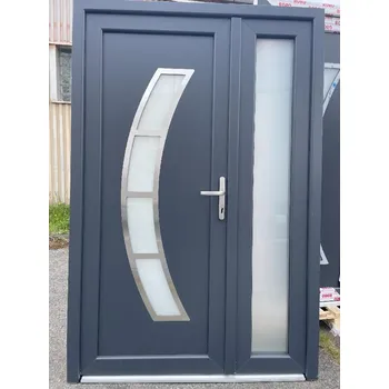 Vchodové dveře SOFT vchodové plastové dvoukřídlé dveře BAHAMY, 140x210 cm, antracit/bílá (dvoukřídlé plastové dveře 140x210 cm)