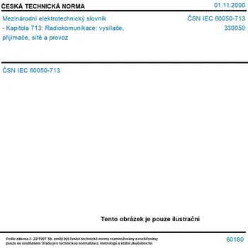 ČSN IEC 60050-713 - Mezinárodní elektrotechnický slovník - Kapitola 713: Radiokomunikace: vysílače, přijímače, sítě a provoz - Tisk