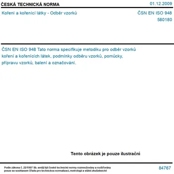 ČSN EN ISO 948 - Koření a kořenící látky - Odběr vzorků - Tisk