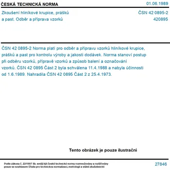 ČSN 42 0895-2 - Zkoušení hliníkové krupice, prášků a past. Odběr a příprava vzorků - Tisk